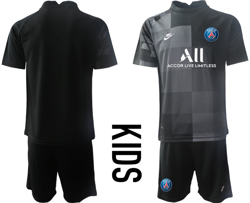 Cheap Youth 2021-2022 Club Paris St German black goalkeeper blank Soccer Jersey